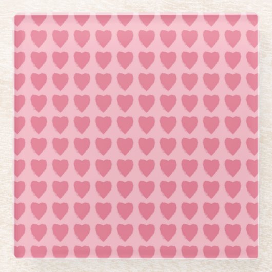 Pink Hearts Seamless Pattern Glasuntersetzer (Vorderseite)