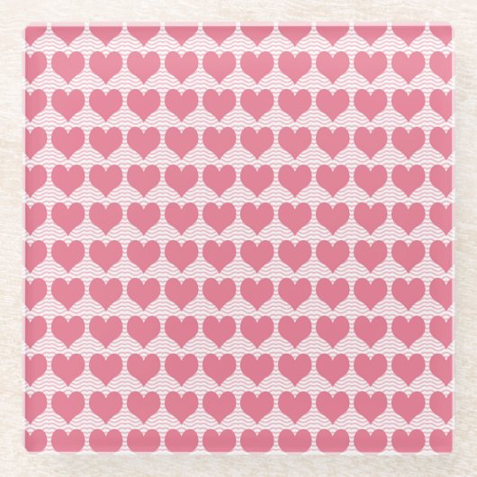 Pink Hearts Seamless Pattern Glasuntersetzer (Vorderseite)