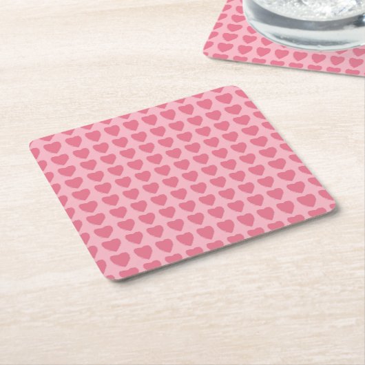 Pink Hearts Seamless Pattern Rechteckiger Pappuntersetzer (angewinkelt)