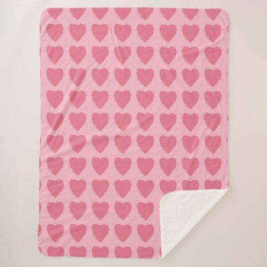 Pink Hearts Seamless Pattern Sherpadecke (Vorderseite)