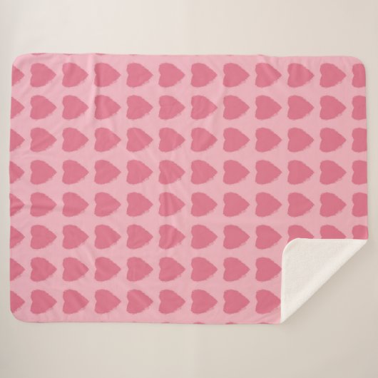 Pink Hearts Seamless Pattern Sherpadecke (Vorderseite (Horizontal))