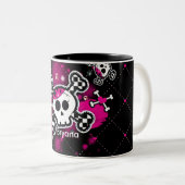Pink Hearts Skull & Bones Girls Cup Tasse (VorderseiteRechts)