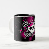 Pink Hearts Skull & Bones Girls Cup Tasse (Vorderseite Links)