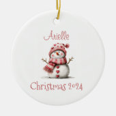 Pink Hearts Snowman Personalisierte Ornamente (Vorne)
