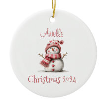 Pink Hearts Snowman Personalisierte Ornamente