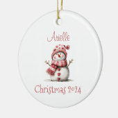 Pink Hearts Snowman Personalisierte Ornamente (Links)