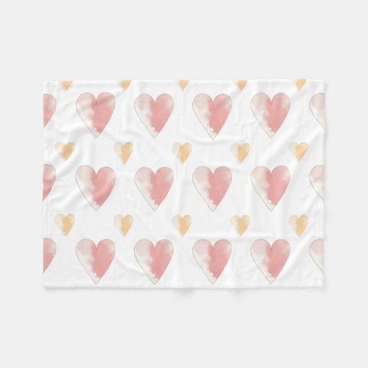 Pink Hearts Soft Fleece Baby Blanket (Vorderseite (Horizontal))