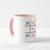 Pink Hearts Tic Tac Toe Love Tasse (Vorderseite Links)