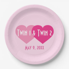 Pink Hearts Twin Girls Pappteller