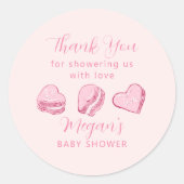 Pink Hearts Valentine Baby Dusche Gefallen Runder Aufkleber (Vorderseite)