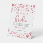 Pink Hearts Valentine Baby Dusche mein Wasserbroke Sockelschild (Vorderseite)