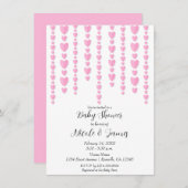 Pink Hearts Valentine Couple's Baby Dusche Einladung (Vorne/Hinten)