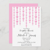 Pink Hearts Valentine Couple's Polterabend Einladung (Vorne/Hinten)