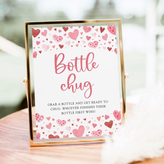 Pink Hearts Valentine Flasche Umarmung Babydusche  Poster