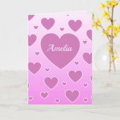 Pink Hearts Valentine Karte (Gelbe Blume)