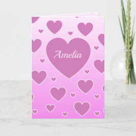 Pink Hearts Valentine Karte