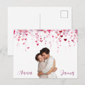 Pink Hearts Valentine's Day Card Custom Photo Postkarte (Vorne/Hinten)