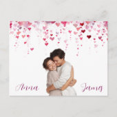 Pink Hearts Valentine's Day Card Custom Photo Postkarte (Vorderseite)