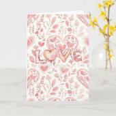 Pink Hearts Valentine's Day Love   Karte (Gelbe Blume)