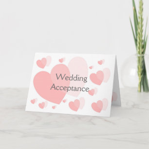 Pink Hearts Wedding Acceptcard Dankeskarte