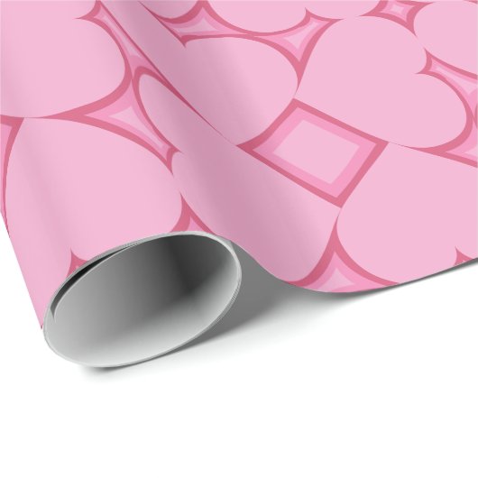 Pink Hearts Wedding oder Valentines Wrapping Paper Geschenkpapier (Rolleneckpunkt)