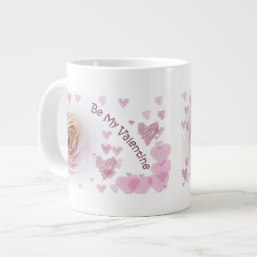 Pink Hearts White Rose Jumbo-Tasse (Vorderseite Links)