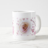 Pink Hearts White Rose Jumbo-Tasse (Vorderseite Rechts)