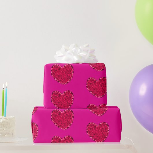 Pink Hearts Wrapping Paper Geschenkpapier (Partygeschenke)