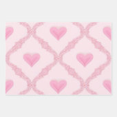Pink Hearts Wrapping Paper Geschenkpapier Set (Vorderseite 3)