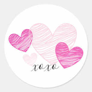 PInk Hearts XOXO Personalisiert Stickers