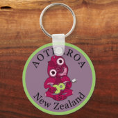 Pink Hei Tiki spielt ukelele Schlüsselanhänger (Vorderseite)