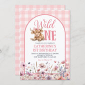 Pink Heifer Bull First Birthday Invitation Einladung (Vorne/Hinten)