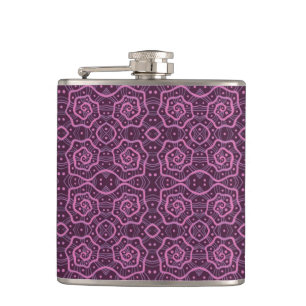 "Pink helices" arabesque Muster in rosa und lila Flachmann