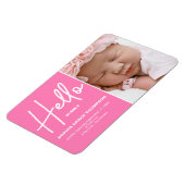 PINK Hello Baby Girl Foto Birth announcement Magnet (Linke Seite)