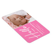 PINK Hello Baby Girl Foto Birth announcement Magnet (Rechte Seite)