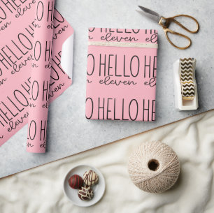Pink Hello Eleven Wrapping Paper Geschenkpapier