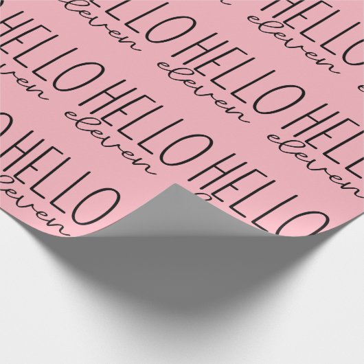 Pink Hello Eleven Wrapping Paper Geschenkpapier (Ecke)