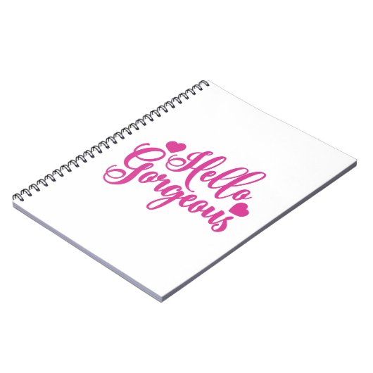 Pink Hello Gorgeous Zitat Notizblock (Linke Seite)