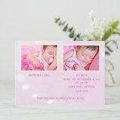 Pink Hello World Girl Geburtserklärung Ankündigung (Stehend Vorderseite)