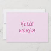 Pink Hello World Girl Geburtserklärung Ankündigung (Rückseite)
