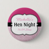 Pink Hen Night Personalisiert Button (Vorderseite)