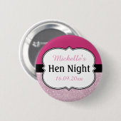 Pink Hen Night Personalisiert Button (Vorne & Hinten)