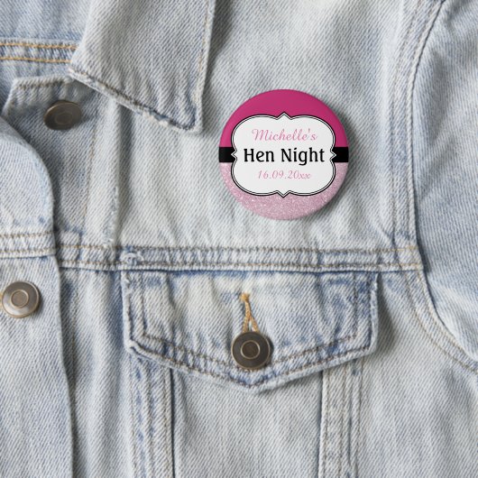 Pink Hen Night Personalisiert Button (Beispiel)