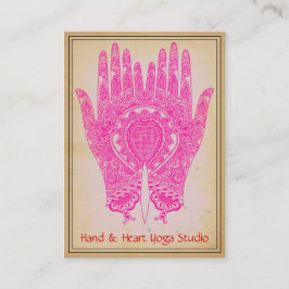 Pink Henna Hands Yoga Studio Business Card Visitenkarte