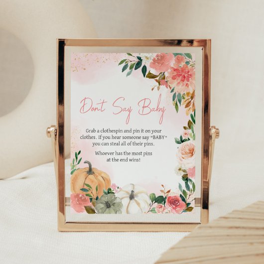 Pink Herbst Floral Pumpkin Sage nicht Baby Poster