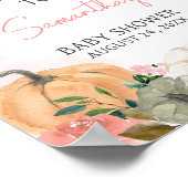Pink Herbst Floral Pumpkin Willkommen Poster (Ecke)