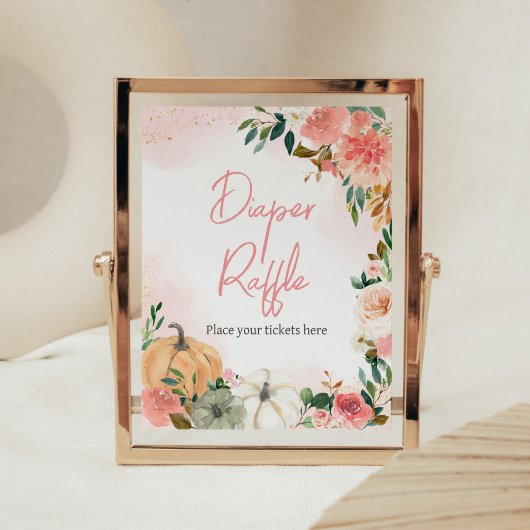 Pink Herbst Floral Pumpkin Winzer Windeln Raffel Poster