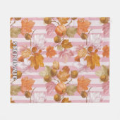 Pink Herbstleaves and Acorns Pattern - Fall Fleecedecke (Vorderseite (Horizontal))