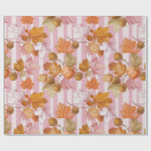 Pink Herbstleaves and Acorns Pattern - Fall Geschenkpapier (Flach)