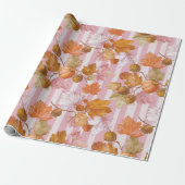 Pink Herbstleaves and Acorns Pattern - Fall Geschenkpapier (Ungerollt)